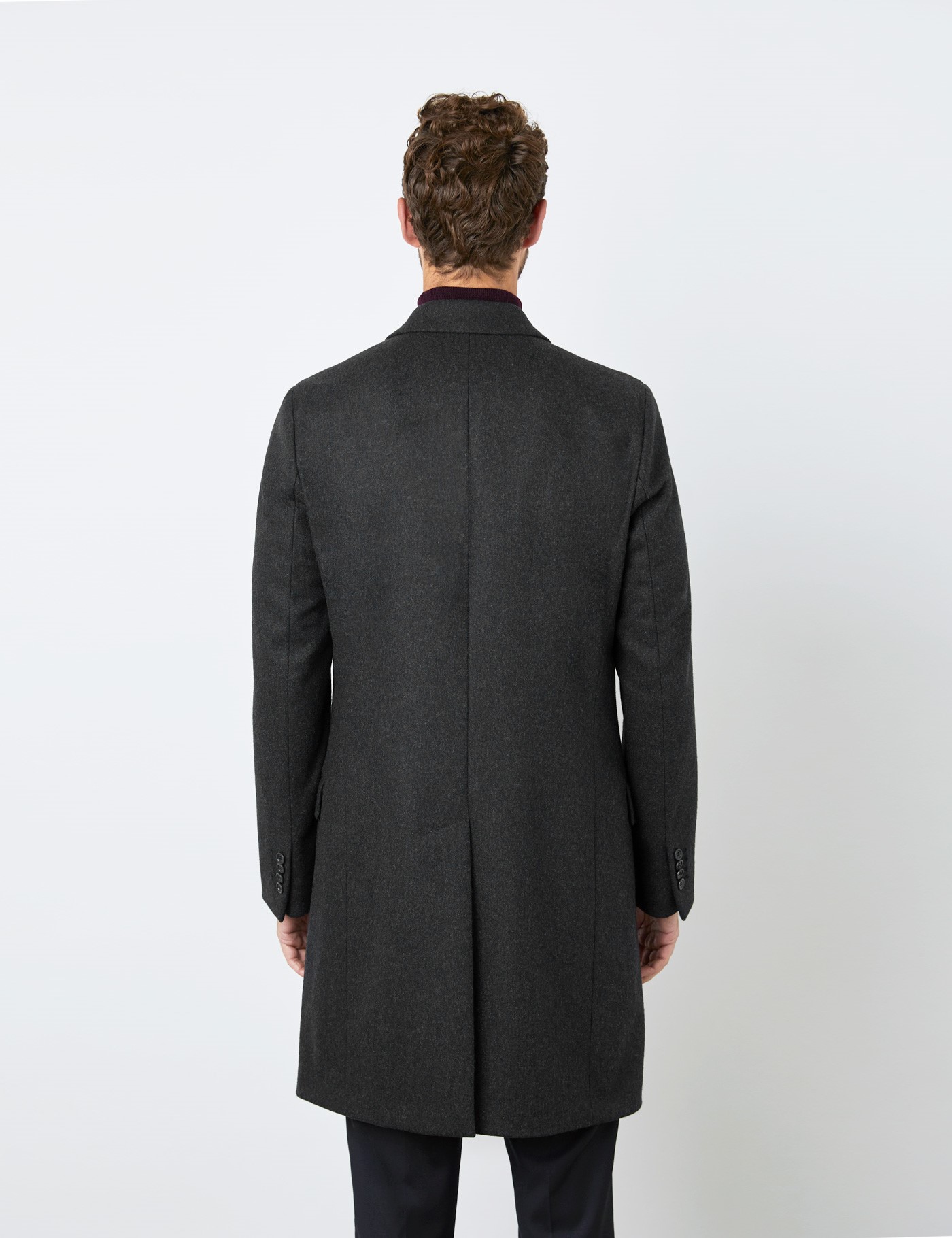 Italian Wool Men’s Coat with a Single Back Vent in Charcoal | Hawes ...