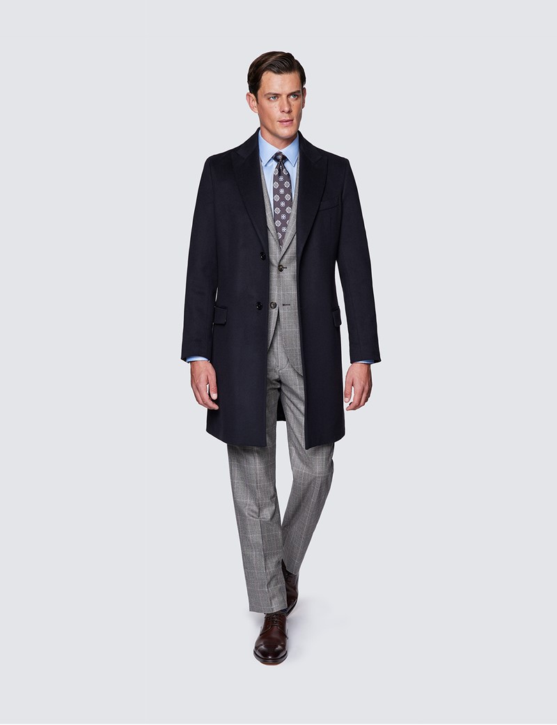 Men’s Navy Italian Cashmere Blend Overcoat – 1913 Collection