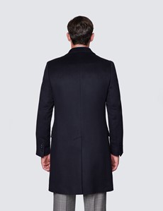 Men’s Navy Italian Cashmere Blend Overcoat – 1913 Collection