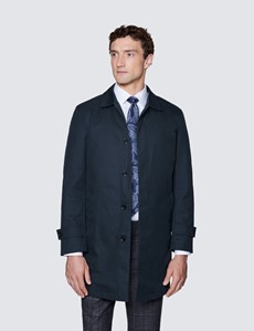 Men's Navy Rain Mac With Removable Lining