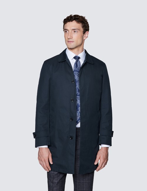 Navy Rain Mac with Removable Lining