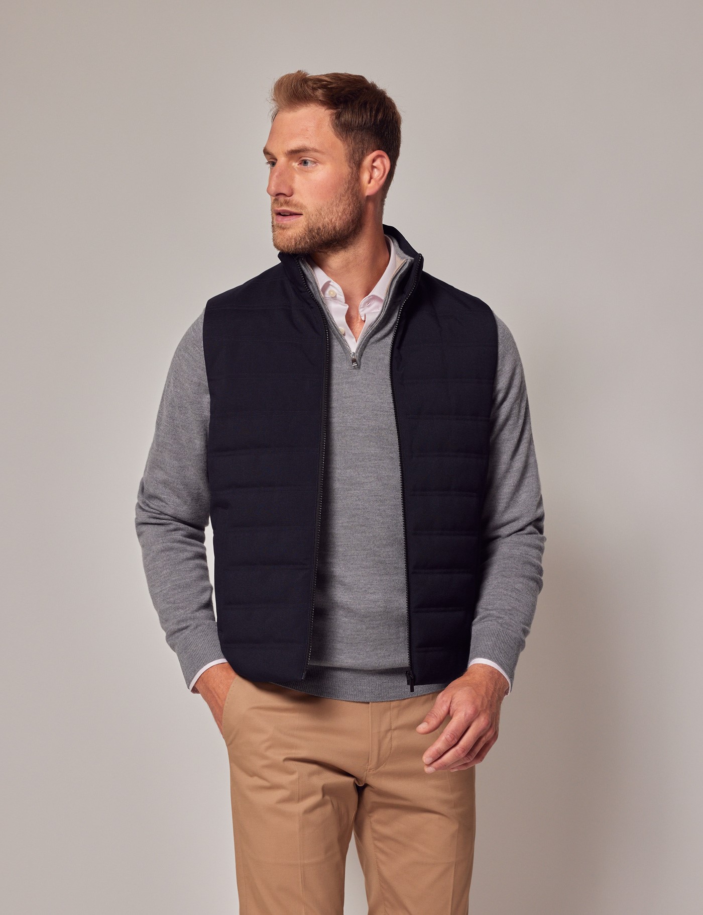 Men's Navy Quilted Gilet | Hawes & Curtis
