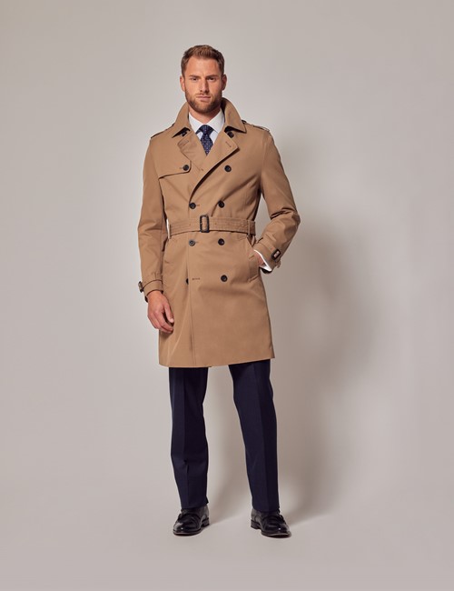 Topcoat - Falcone Mens Winter White Belted Top Coat Wool Full Length Aero  4150-007