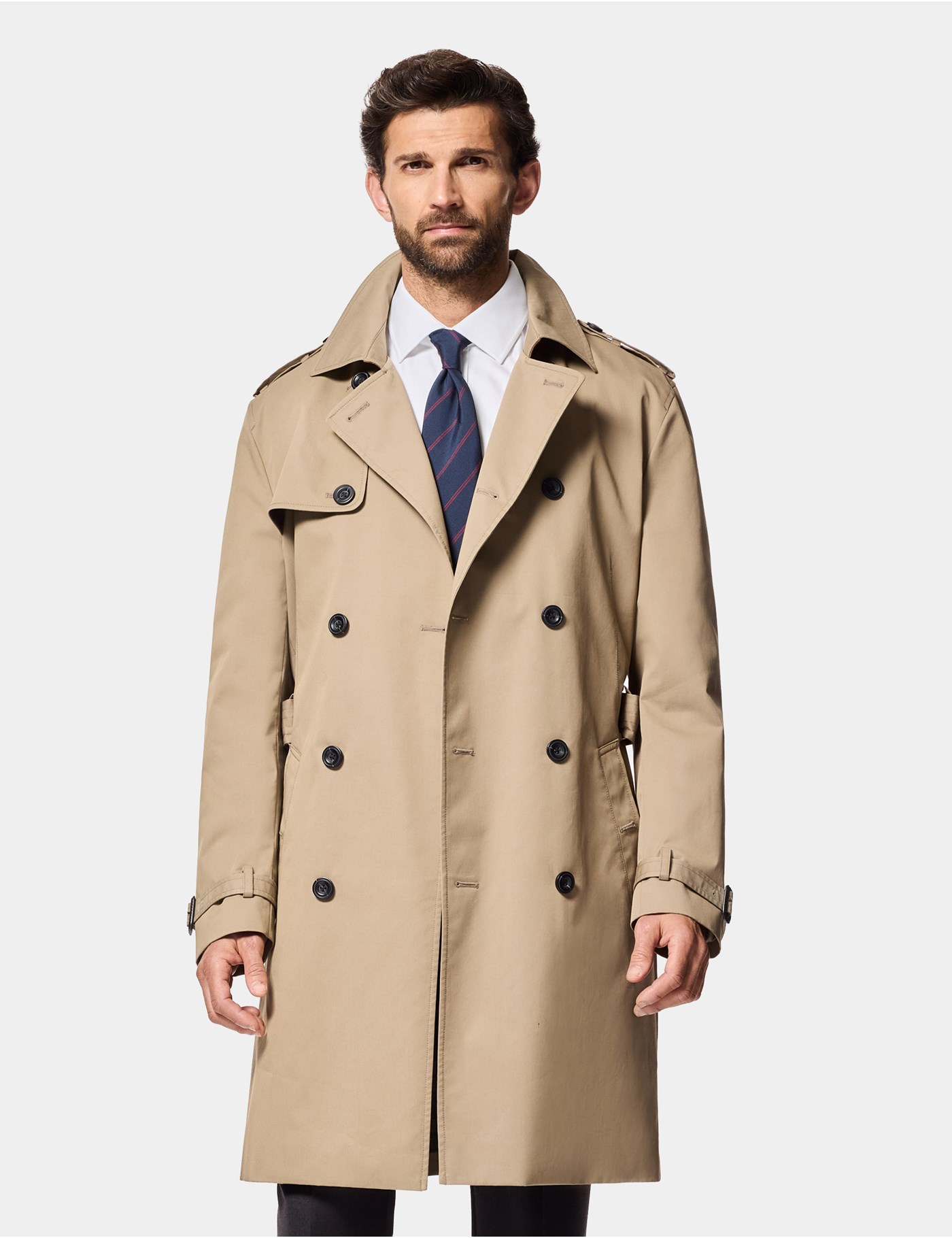 Hawes & Curtis Khaki Beige Trench Coat Size: 36 (EU 46)