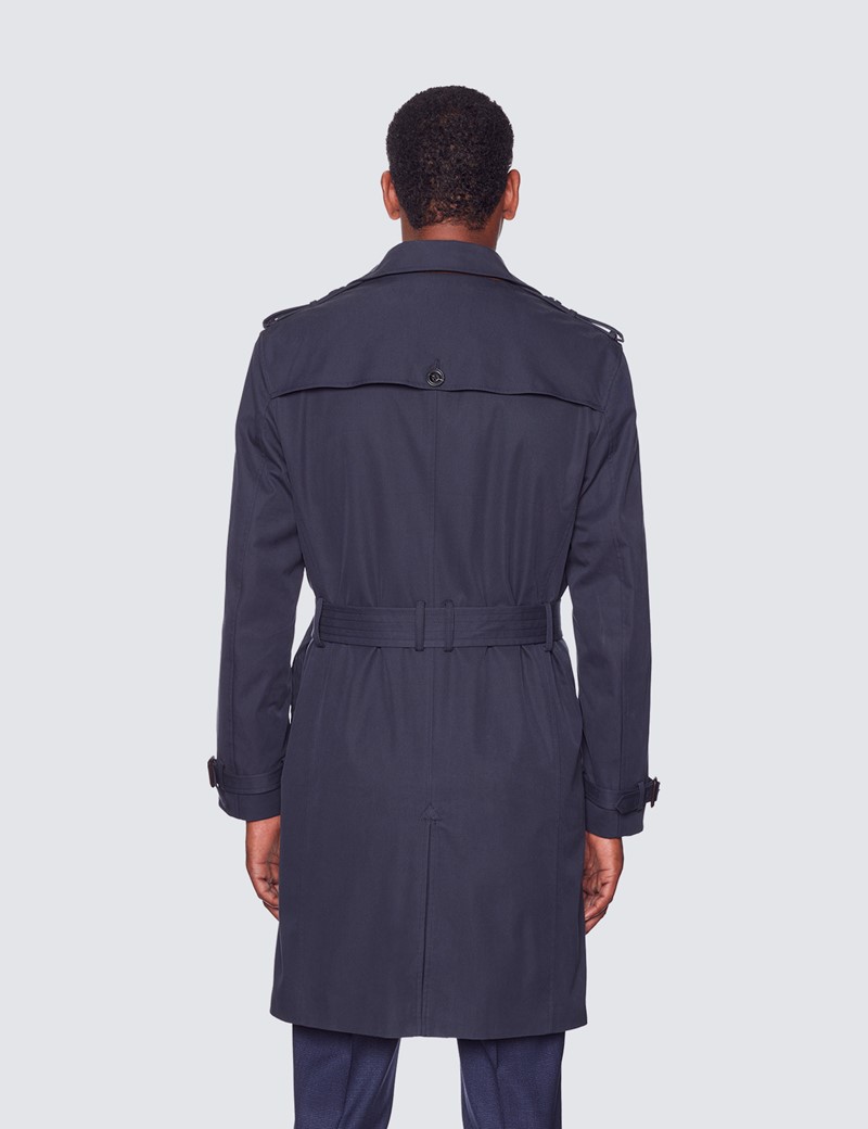 Men’s Navy Trench Coat | Hawes & Curtis