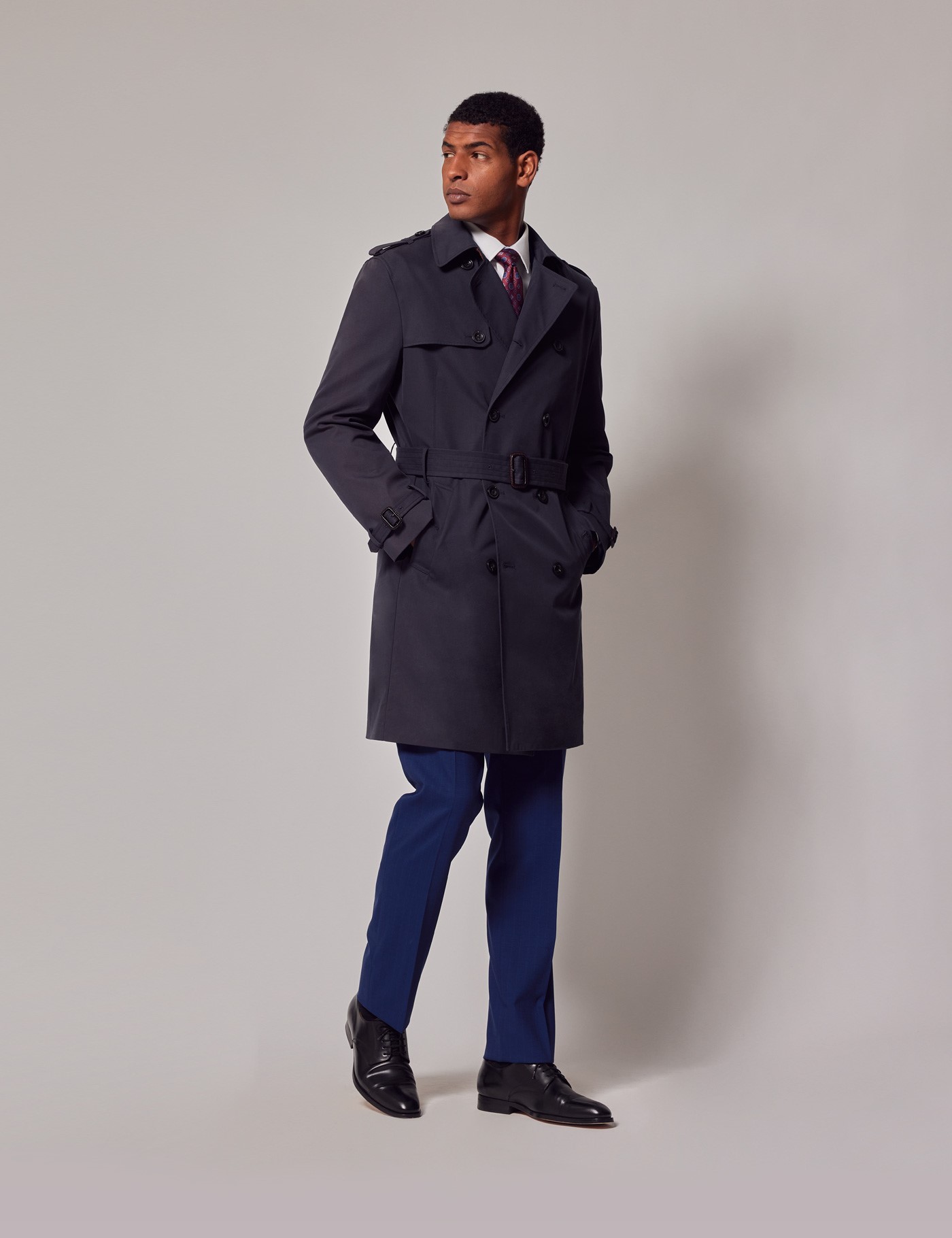 Men’s Navy Trench Coat | Hawes & Curtis