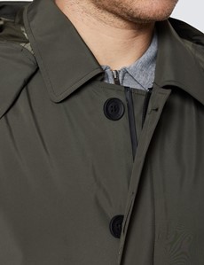 Olive Waterproof Raincoat with Detachable Hood