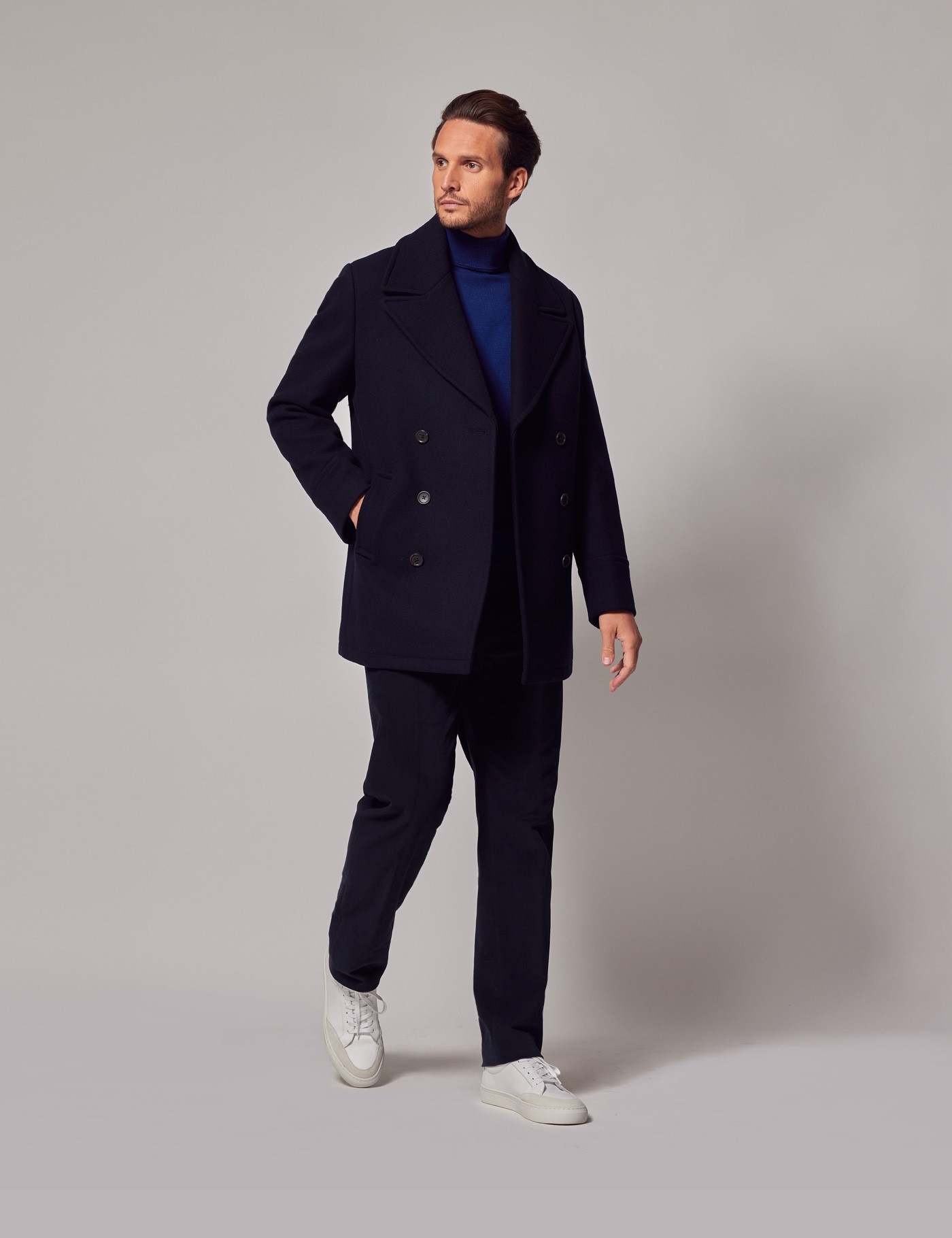 Men’s Navy Wool Peacoat | Hawes and Curtis