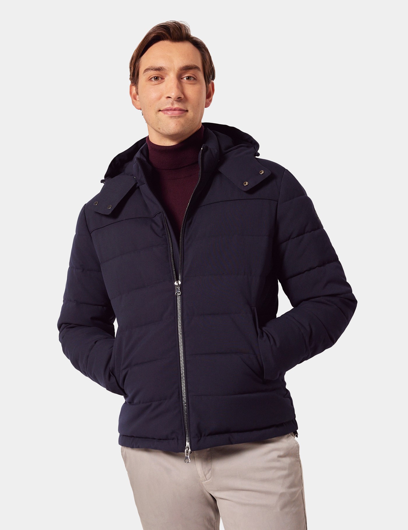 Hawes & Curtis Navy Hooded Padded Coat Size: 46 reg (EU 56)