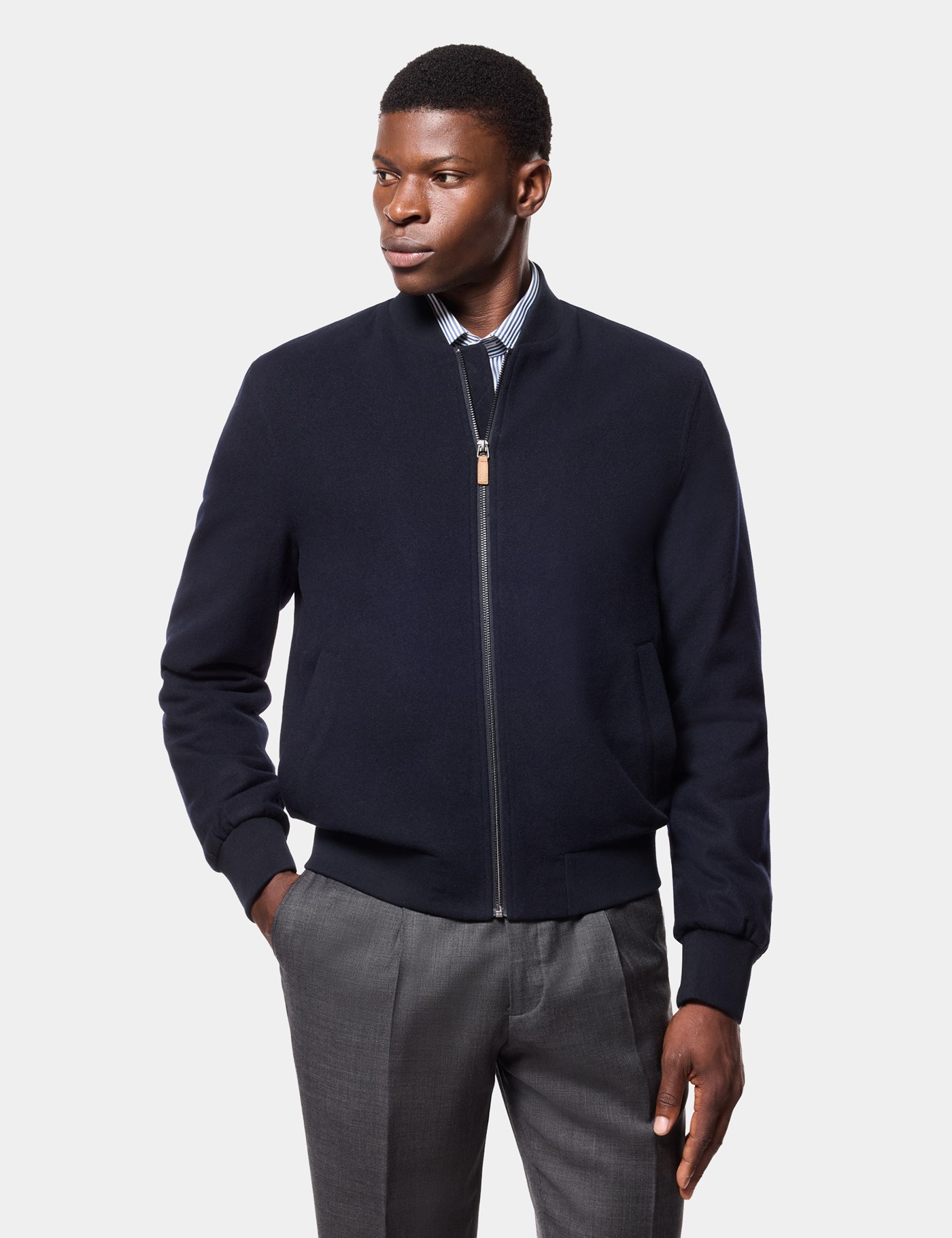 Hawes & Curtis Navy Bomber Jacket Size: 48 (EU 58)