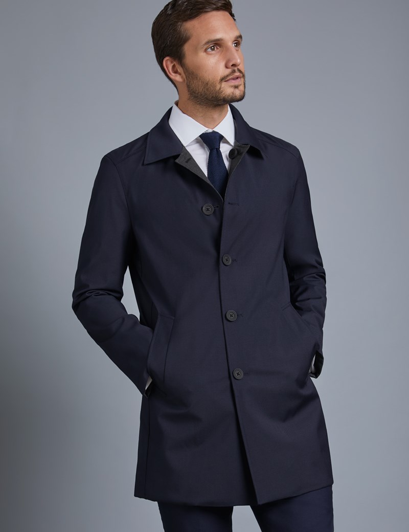 Men's Navy & Grey Reversible Mac | Hawes & Curtis