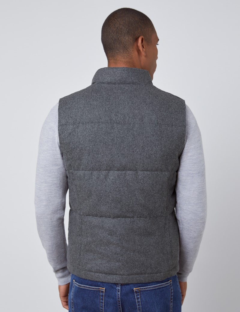 Wool Blend Men’s Gilet with Two Side Pockets in Grey | Hawes & Curtis | USA