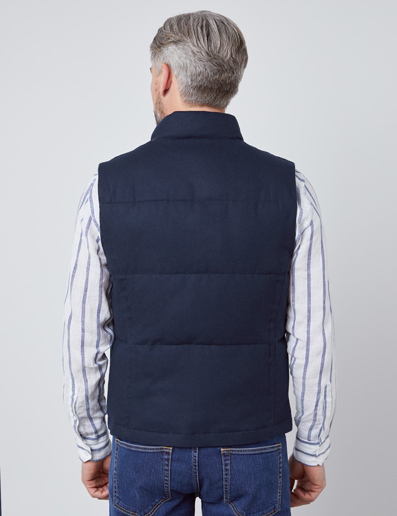 Wool Blend Men’s Gilet with Two Side Pockets in Navy Hawes & Curtis USA