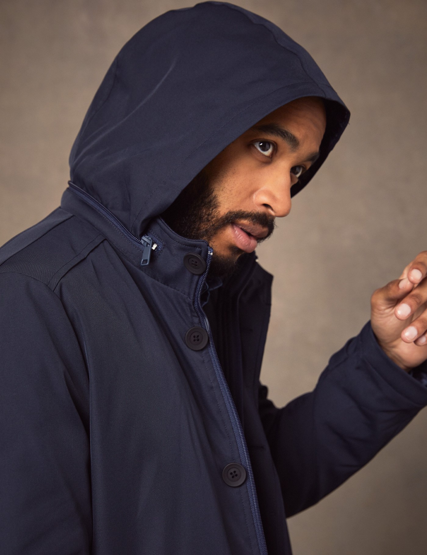 Men’s Navy Padded Coat With Hood Hawes & Curtis