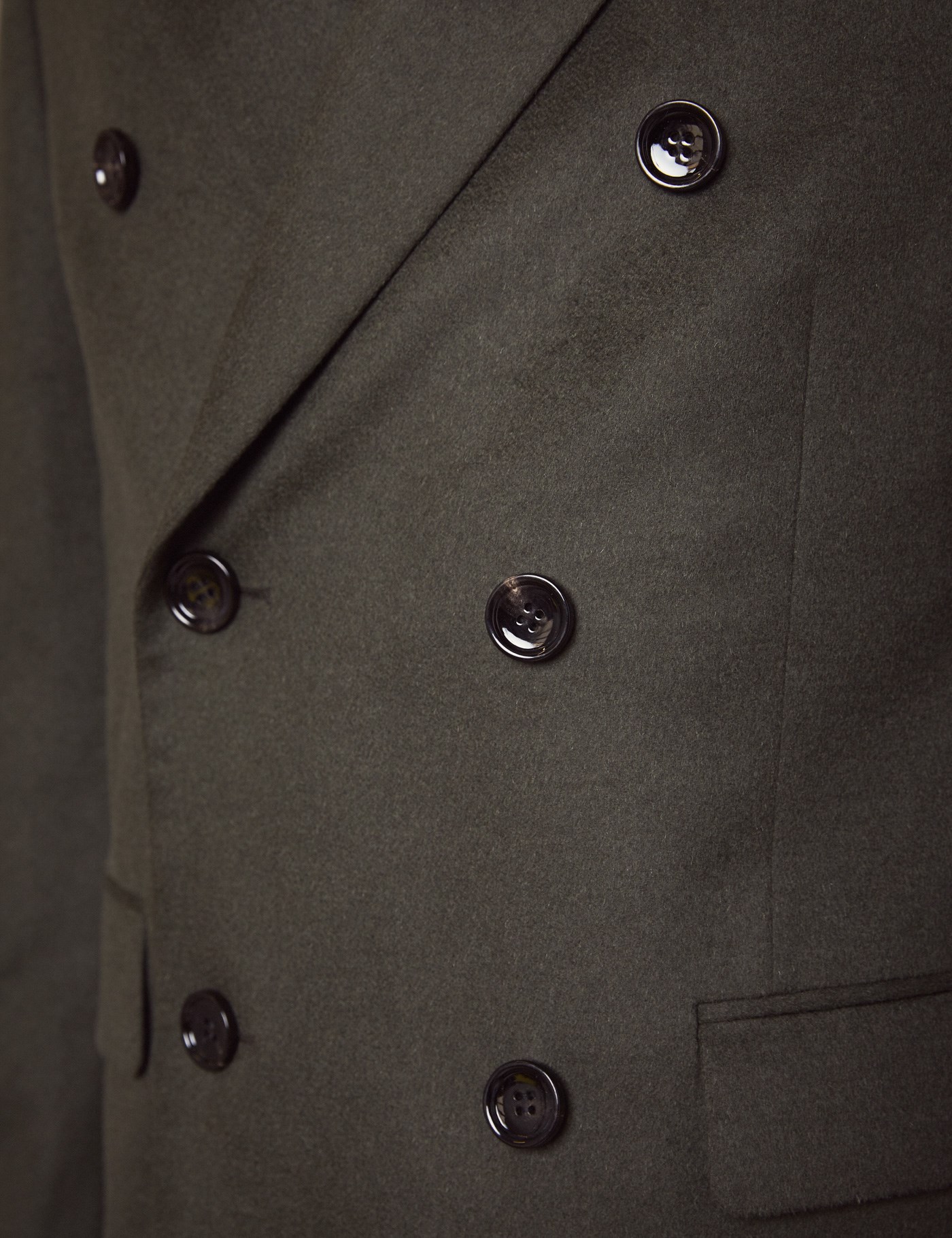 Men’s Double Breasted Green Wool Cashmere Overcoat | Hawes & Curtis