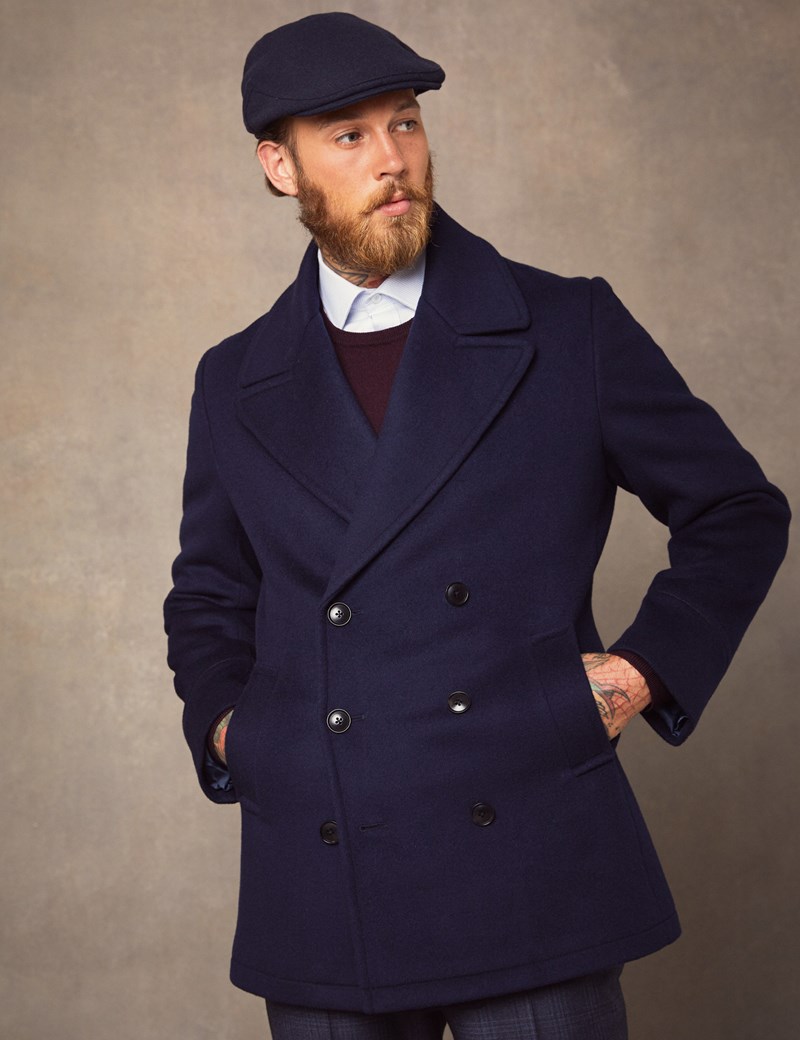 Men’s Double Breasted Pea Coat | Hawes & Curtis