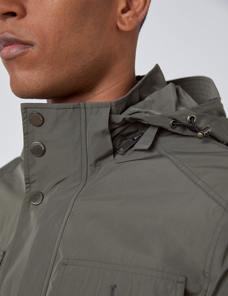 Weather Resistant Men’s Field Jacket with Removable Hood in Green