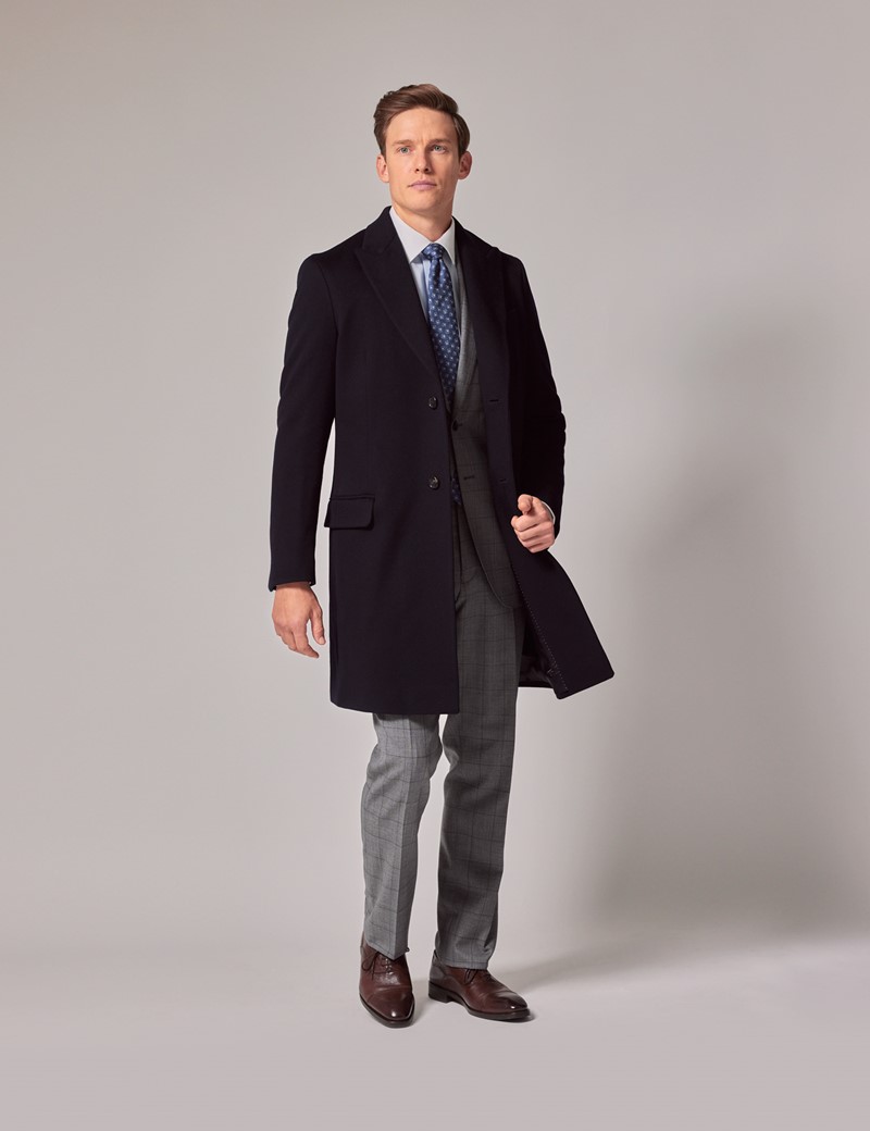 Men's Navy Italian Wool Coat - 1913 Collection | Hawes & Curtis