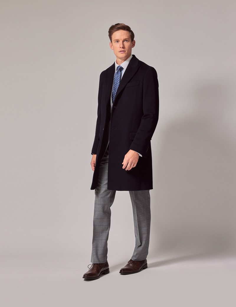 Men's Navy Italian Wool Coat - 1913 Collection | Hawes & Curtis