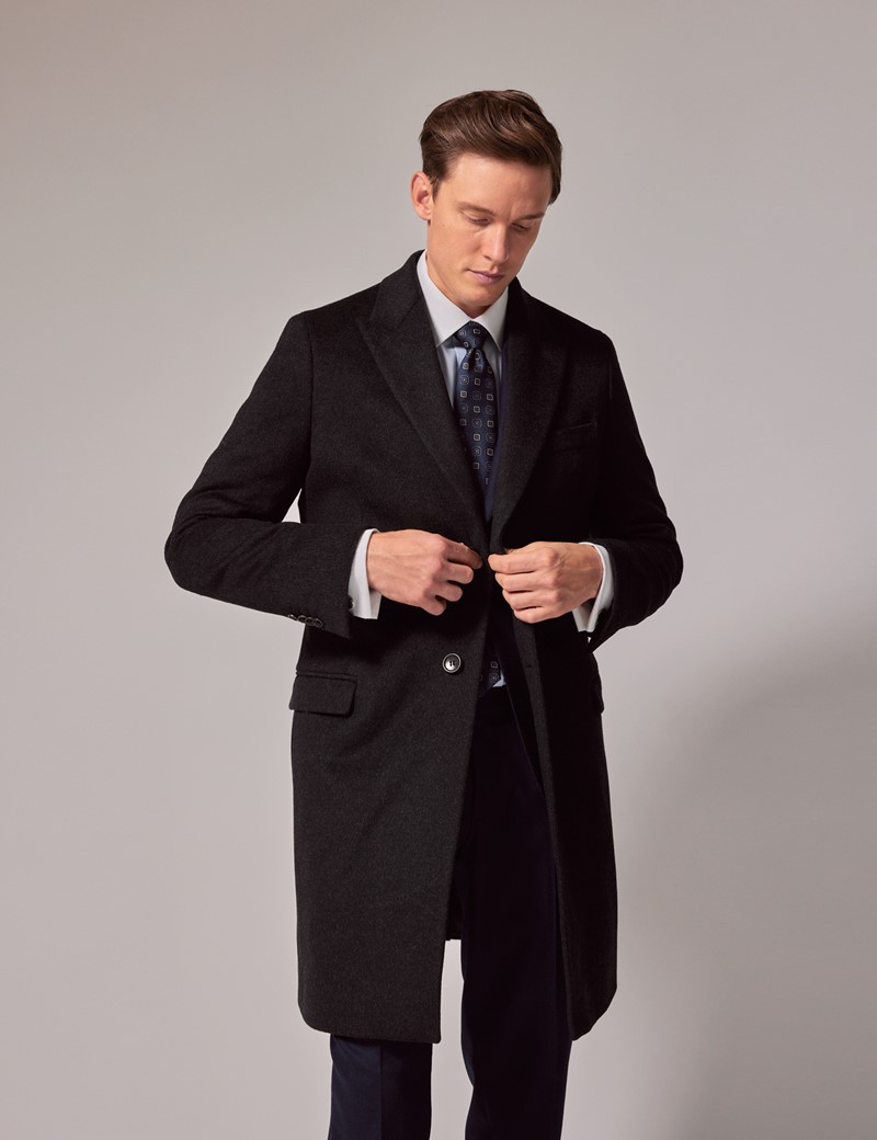Men's Charcoal Italian Cashmere Overcoat