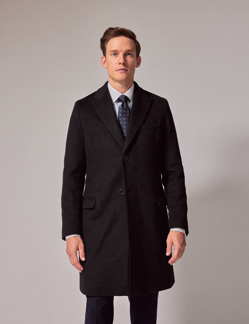 Men's Charcoal Italian Cashmere Overcoat