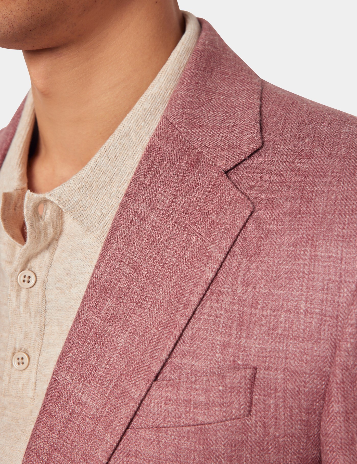 Hawes & Curtis Brick Herringbone Linen-Silk Blend Blazer | 1913 Collection Size: 38 reg (EU 48) image 3