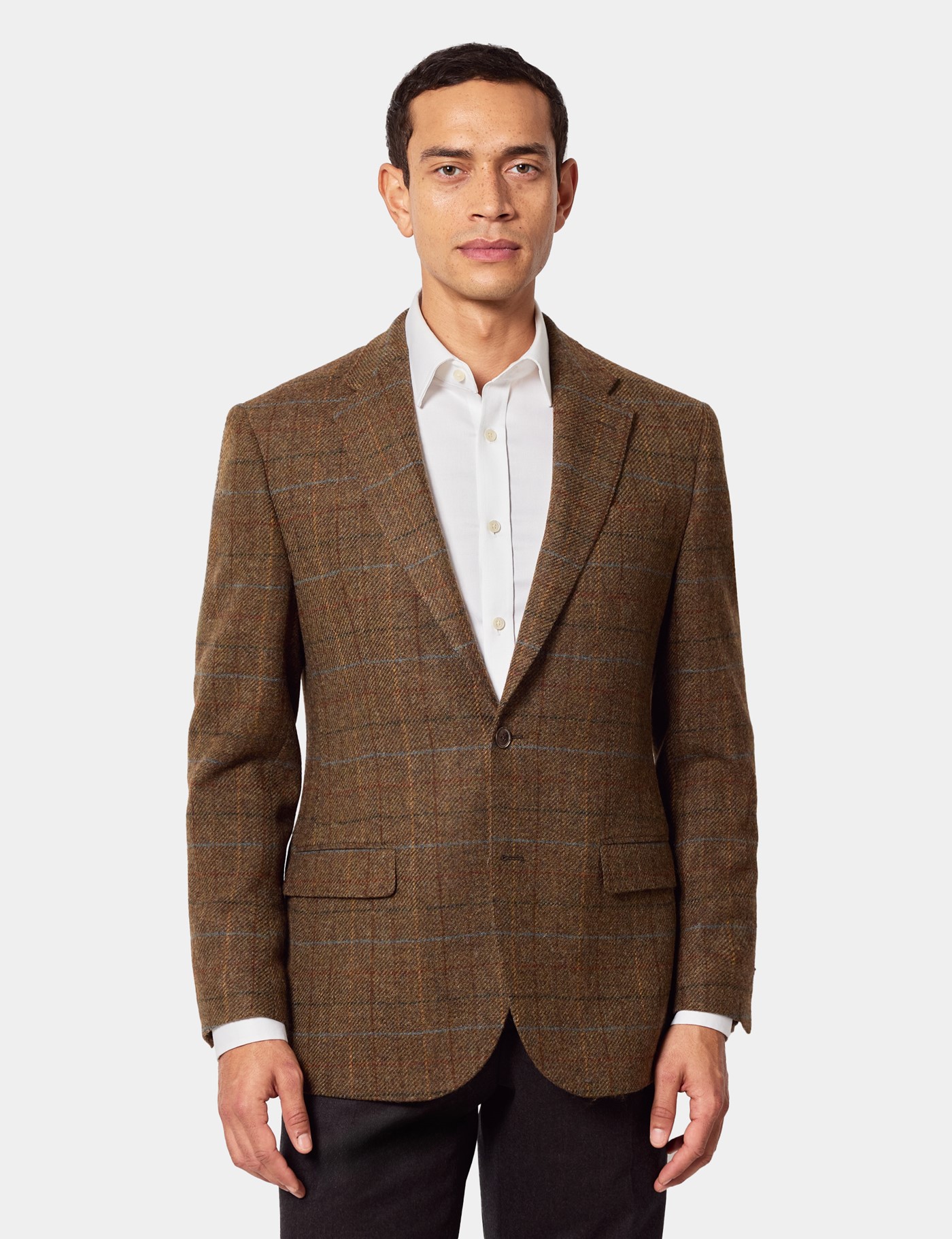 Hawes & Curtis Tailored Fit Tan Check 1913 Blazer Size: 36 reg (EU 46)