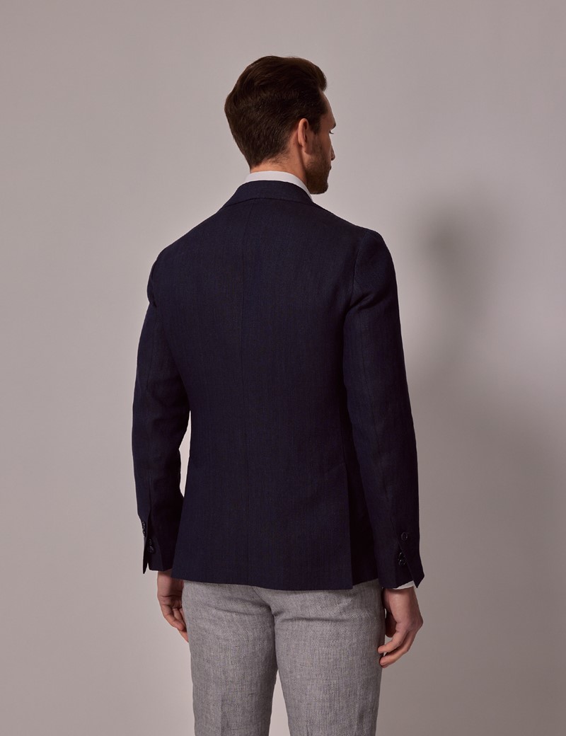 Men's Navy Herringbone Italian Linen Jacket - 1913 Collection 