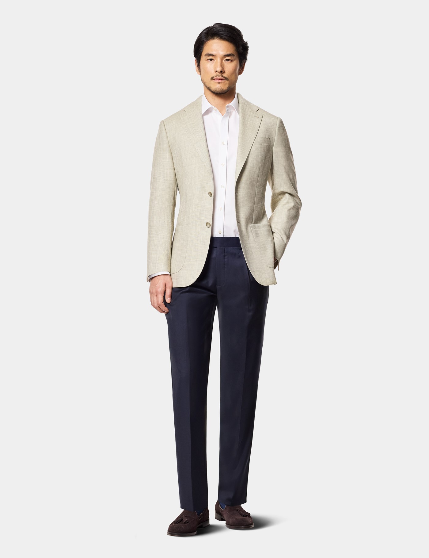 Hawes & Curtis Tailored Fit Green Twill Wool-Silk Blazer Size: 40 reg (EU 50) image 2