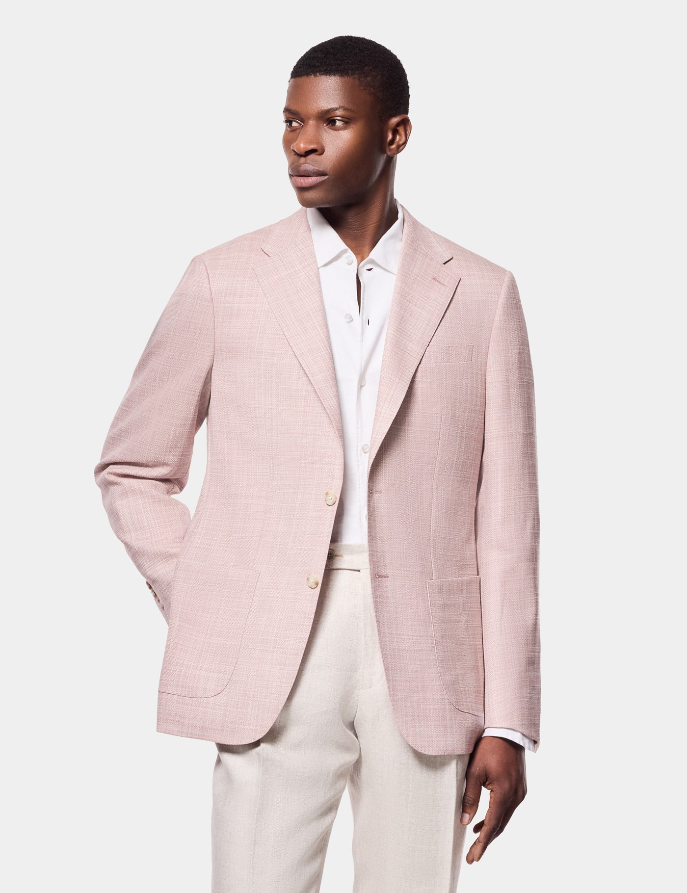 Hawes & Curtis Tailored Fit Pink Twill Wool-Silk Blazer Size: 38 reg (EU 48)