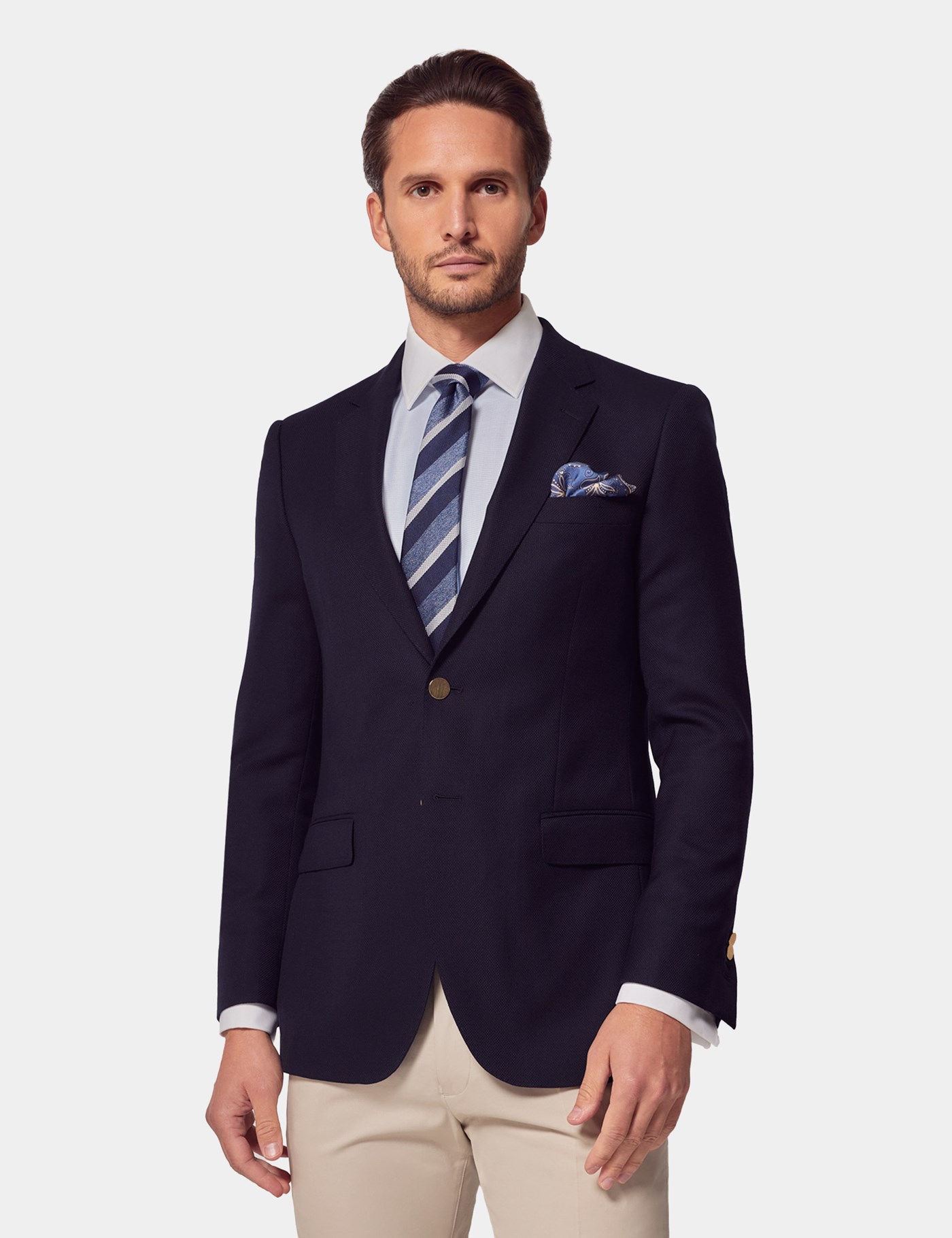 Hawes & Curtis Navy Wool Slim Blazer Size: 40 long (EU 50)