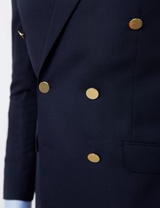 Men’s Double Breasted Wool Navy Blazer 