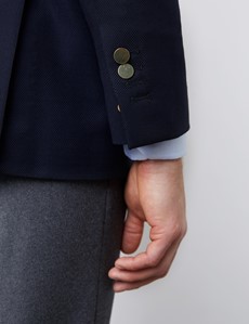 Luxuriöses Sakko – 100S Wolle – Slim Fit – navy – 3-Knopf Zweireiher