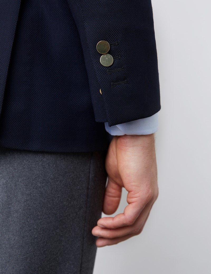 Luxuriöses Sakko – 100S Wolle – Slim Fit – navy – 3-Knopf Zweireiher