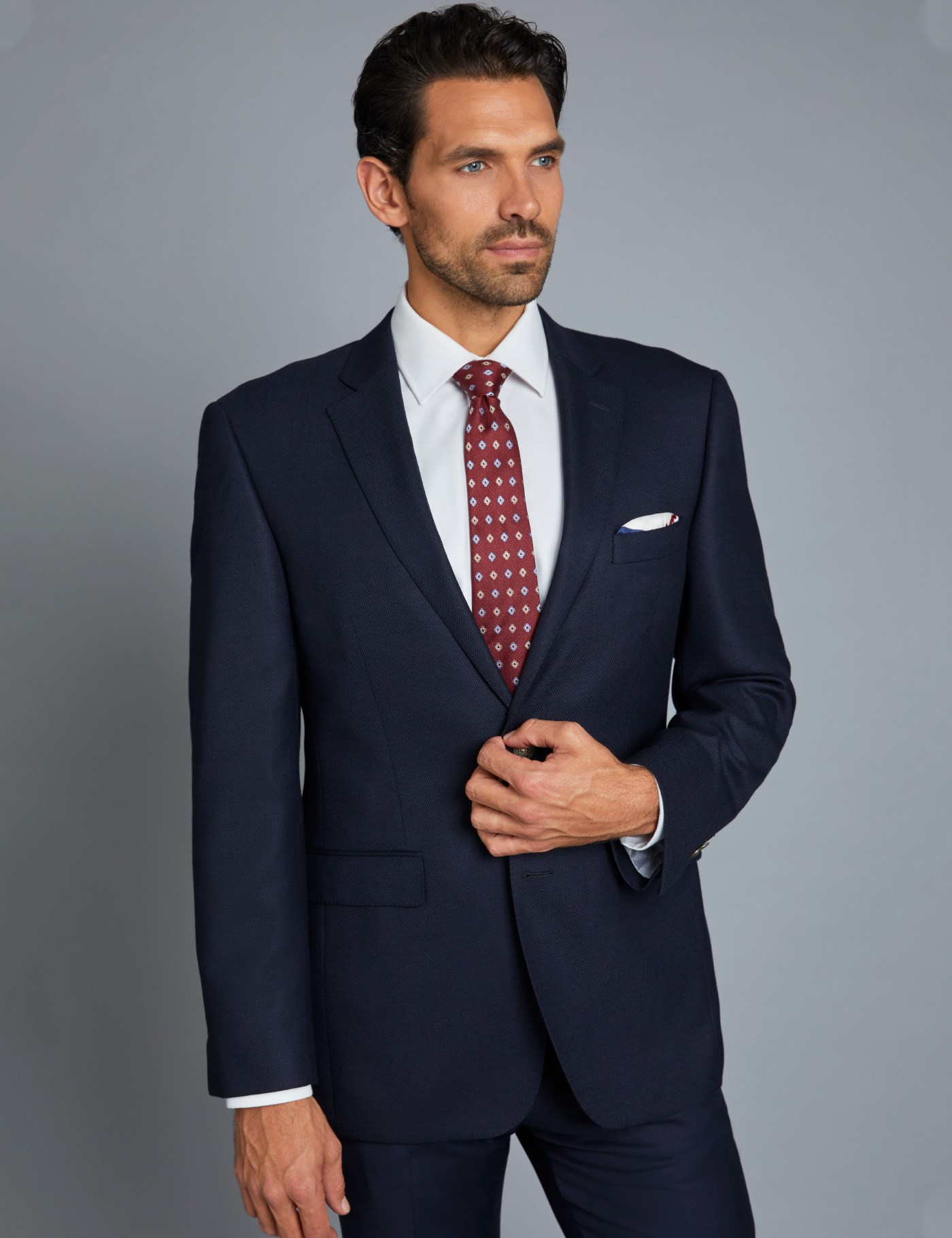 100% Wool Men’s Classic Fit Blazer with Double Vents in Navy | Hawes ...