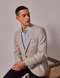 Men's Beige Cotton Linen Blazer | Hawes and Curtis