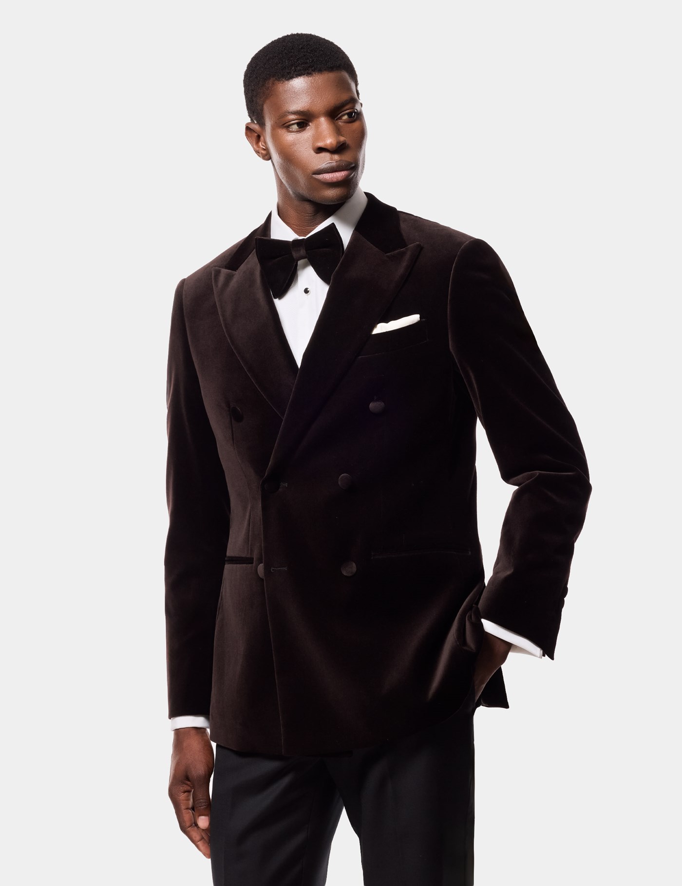Hawes & Curtis Tailored Fit Chocolate Brown Velvet Jacket Size: 42 (EU 52)