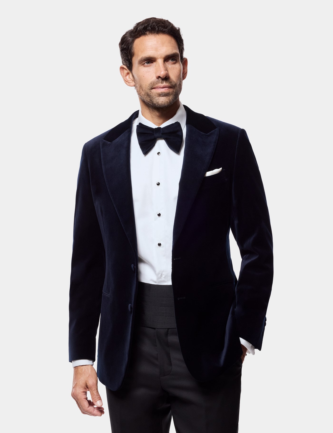 Hawes & Curtis Tailored Fit Midnight Blue Velvet Jacket Size: 42 short (EU 52)