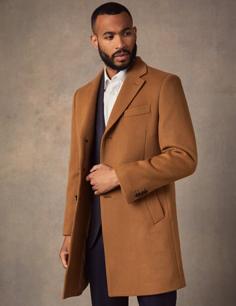 mens tan long coat