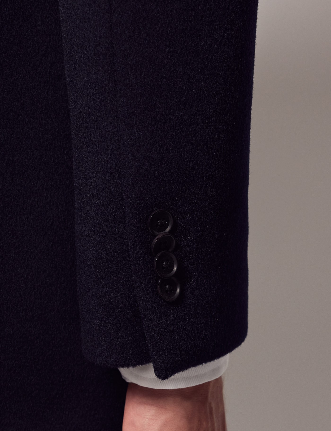 Men’s Navy Wool Overcoat with Back Vent | Hawes & Curtis