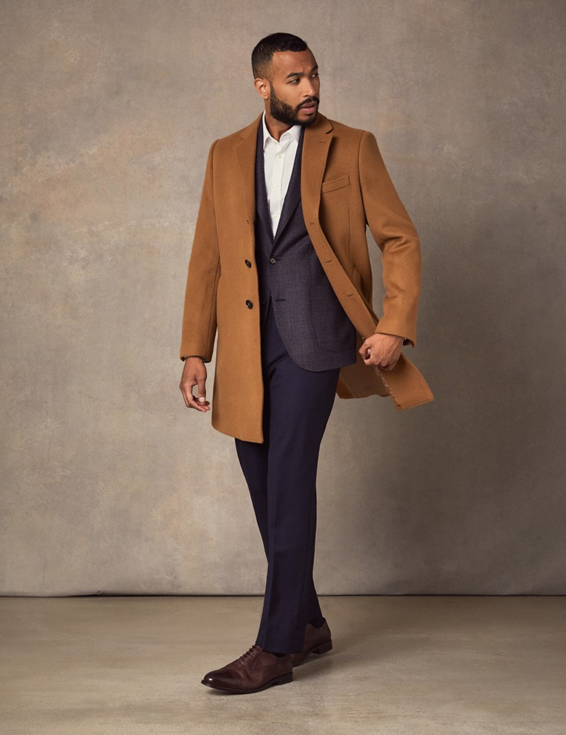 100% Wool Men's Overcoat with Single 
