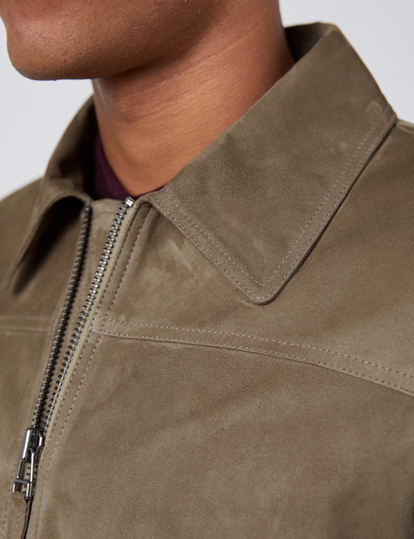 100 Leather Men’s Slim Fit Suede Jacket with a Front zip Fastening in