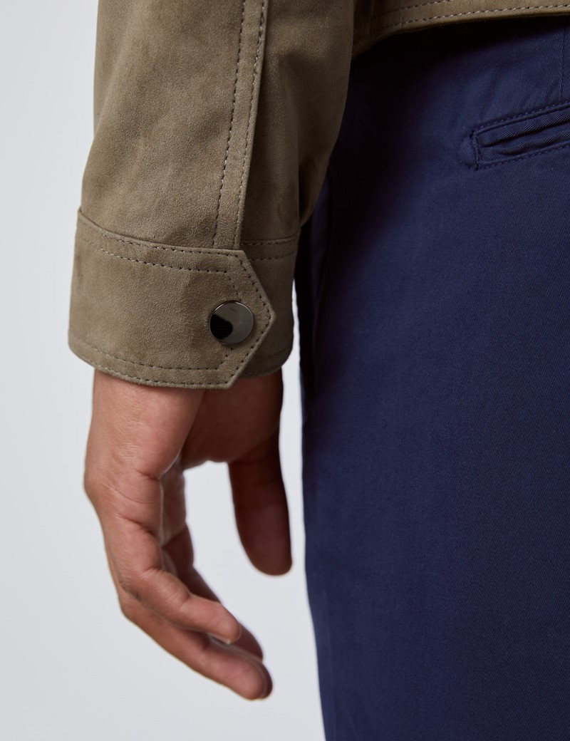 Men’s Taupe Slim Fit Luxury Suede Jacket