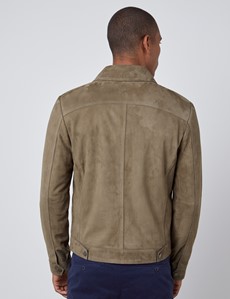 Men’s Taupe Slim Fit Luxury Suede Jacket
