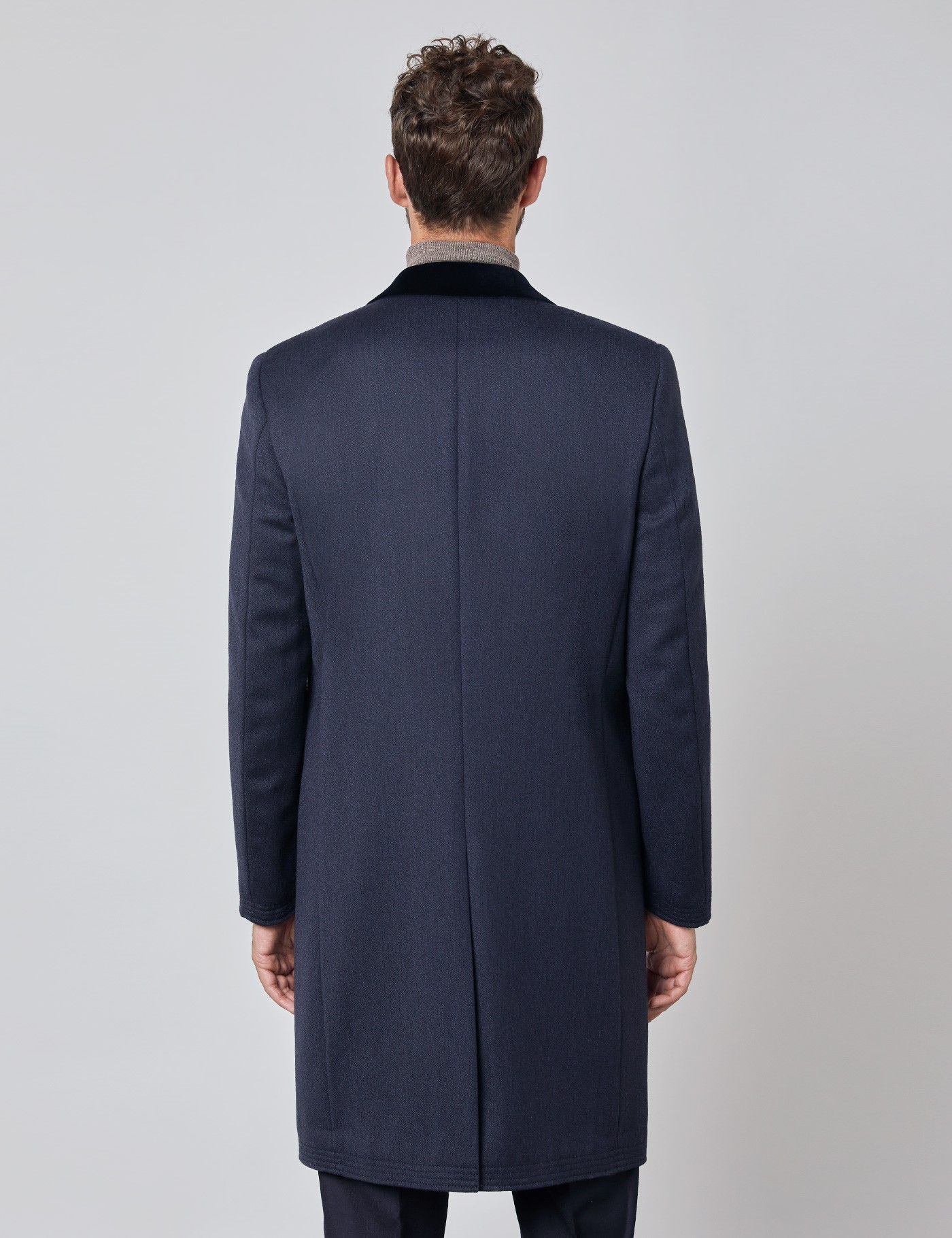 Men's Navy Covert Coat - 100% Wool | Hawes & Curtis