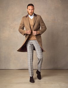 Men S Camel Covert Coat 100 Wool Hawes Curtis