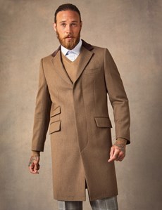 Men S Camel Covert Coat 100 Wool Hawes Curtis