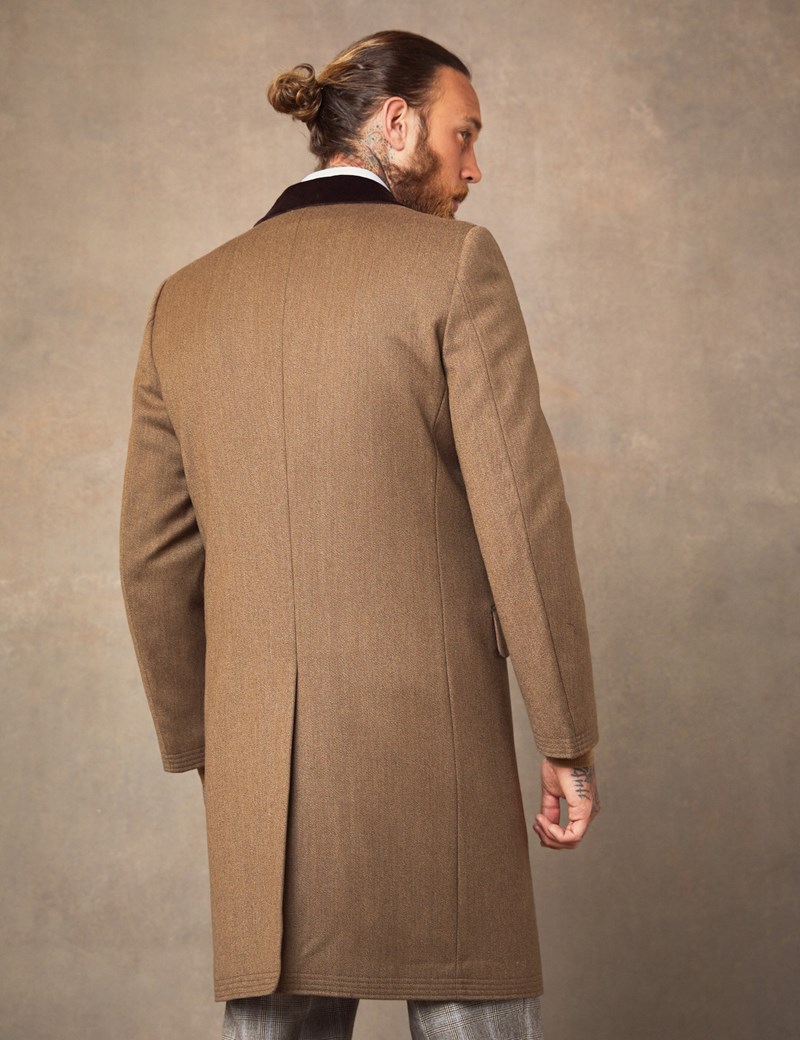 Men S Camel Covert Coat 100 Wool Hawes Curtis