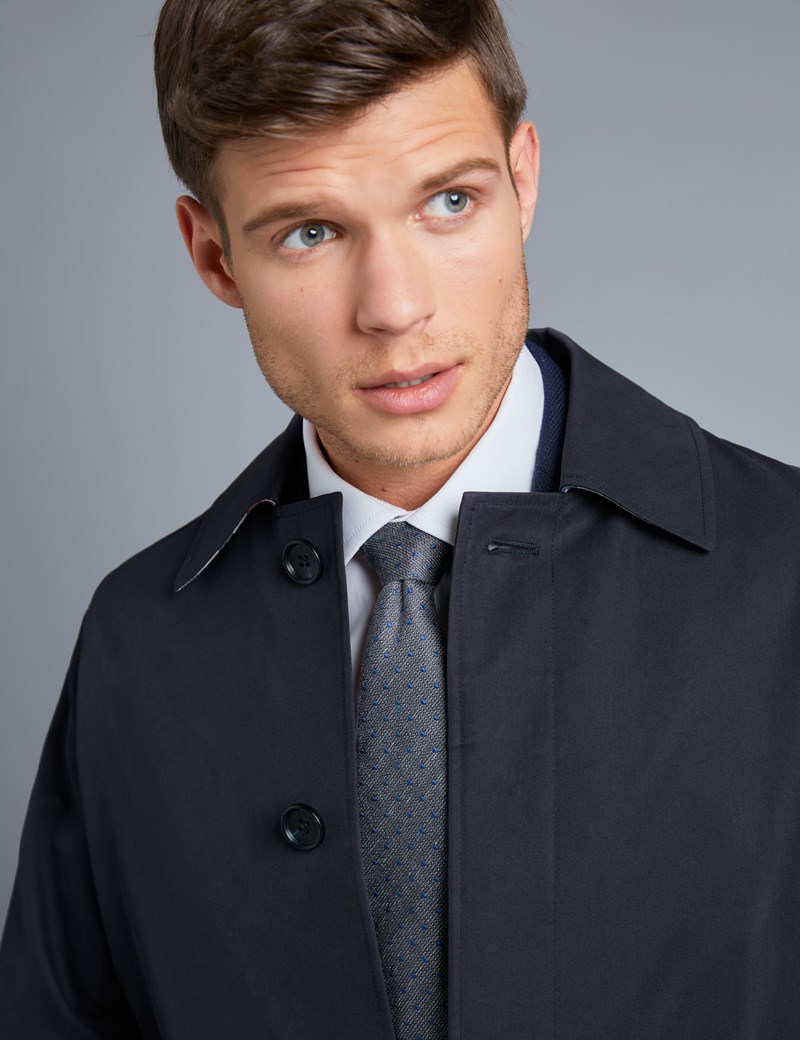 Men's Classic Navy Raincoat | Hawes & Curtis