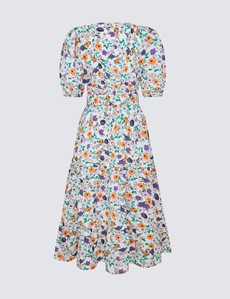 Women's Aila White and Purple Floral Dress